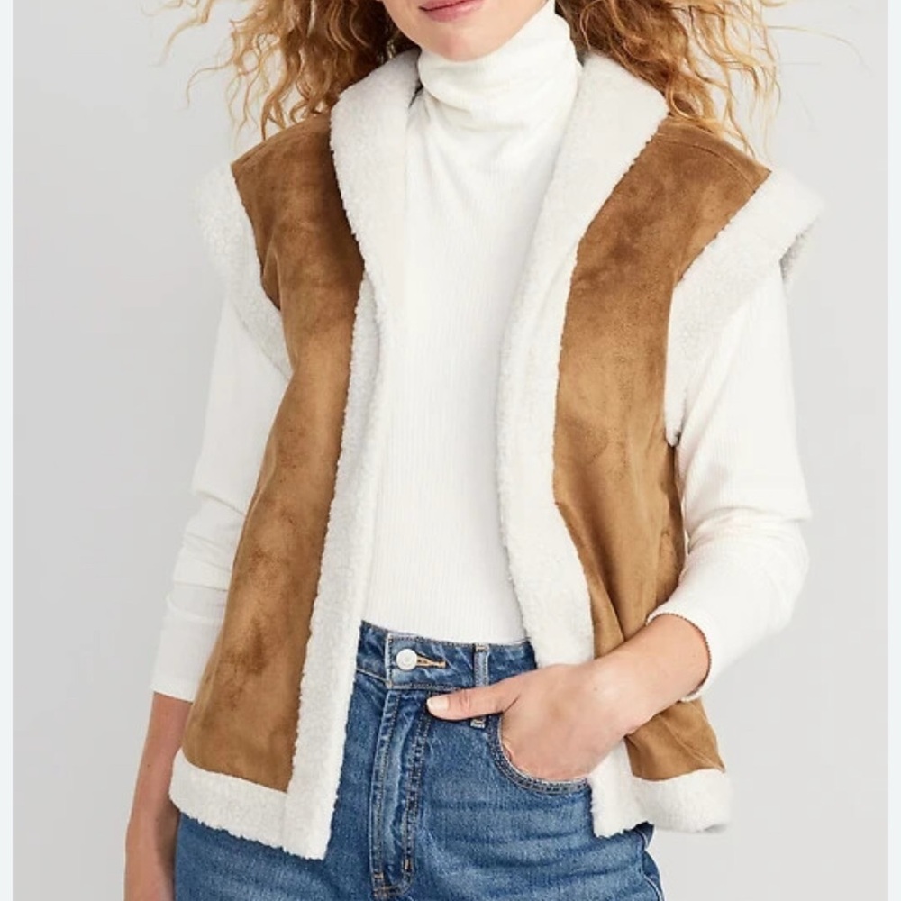 Old Navy Faux Suede Sherpa Vest